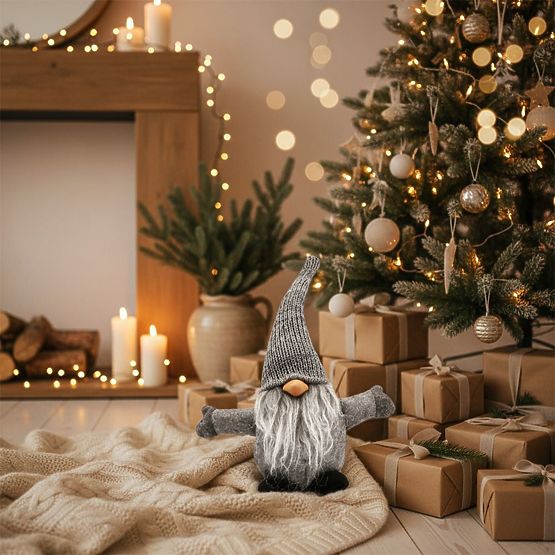 Božićni vilenjak 35 cm YX045 SIVI