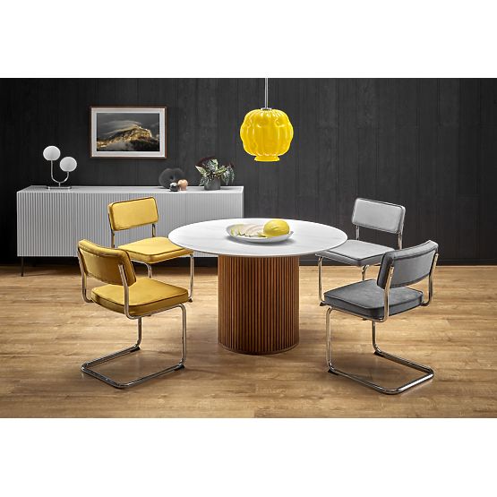 BRUNO okrugli stol, bijeli mramor / orah (2p=1ks)