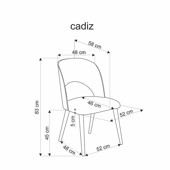 CADIZ stolica prirodni hrast / siva (1p=2kom)