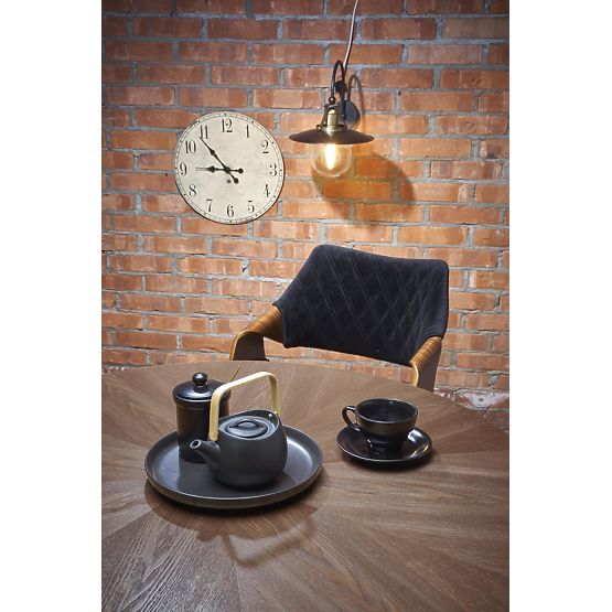 CARMELO okrugli stol, ploča - orah, noga - crna (3p=1ks)