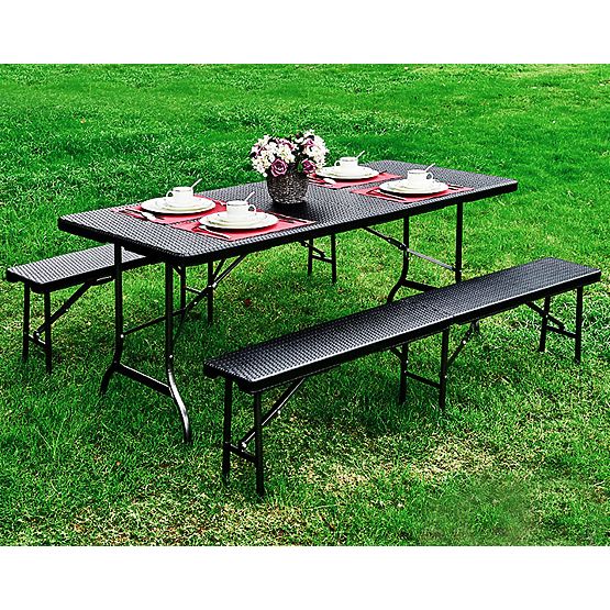 Catering set banketni stol 180 cm 2 klupe ratan smeđi ModernHome