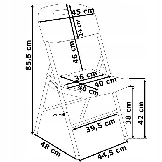 Catering set FETA BLACK 180 cm + 6 crnih stolica