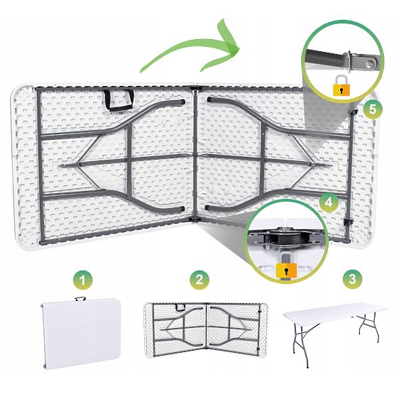 Catering set FETA WHITE 180 cm + 6 stolica BASICO