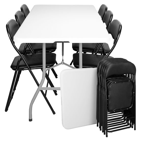 Catering set FETA WHITE 180 cm + 6 stolica BASICO