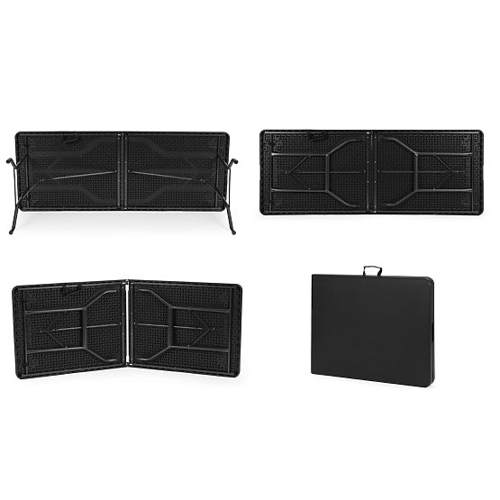 Catering stol 180 cm sklopivi u kofer crni ModernHome