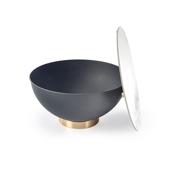 CECILIA konferencijski stolić bijeli mramor / sivi / zlatni (2u1)