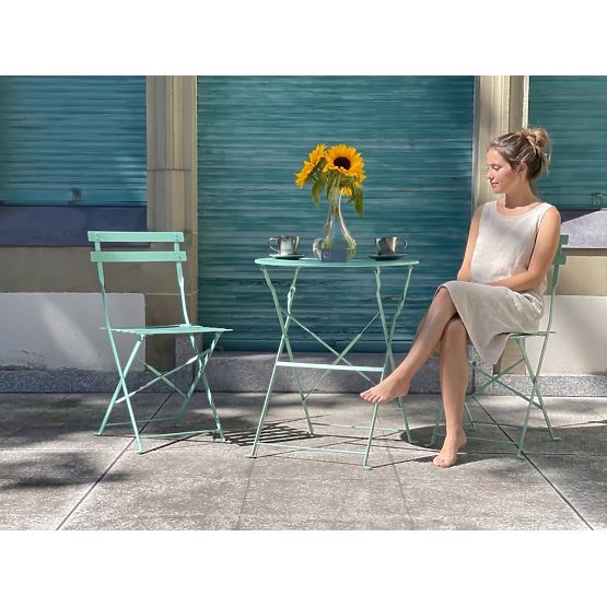 Čelični Balkon Namještaj (2 x sklopive stolice + stol) SEMPLICI Mint