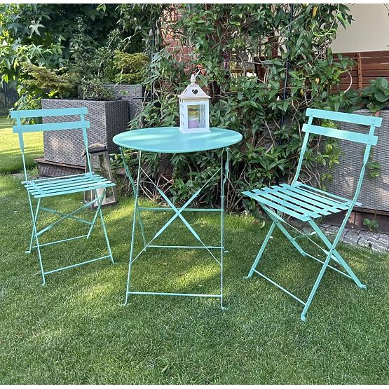 Čelični Balkon Namještaj (2 x sklopive stolice + stol) SEMPLICI Mint