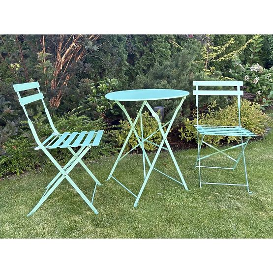 Čelični Balkon Namještaj (2 x sklopive stolice + stol) SEMPLICI Mint