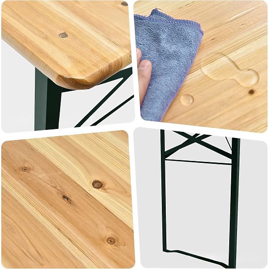 Čelično-drveni set LAGER: stol + 2 klupe 220 cm