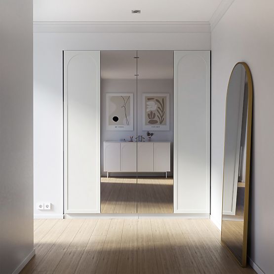 Četverokrilni ormar Neroli, luk/zrcalo, bijela