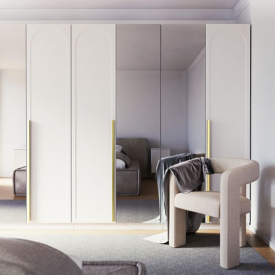 Četverokrilni ormar Neroli, luk/zrcalo, bijela