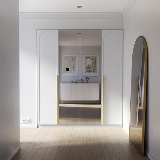 Četverokrilni ormar Neroli, luk/zrcalo, bijela