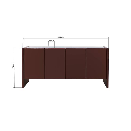 Četverovratna komoda Loren, bordo/smeđa, mramor, sjajna