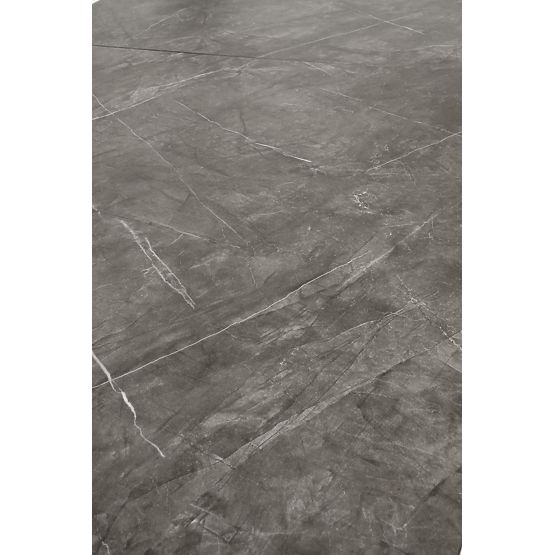 CHARLES sklopivi stol, ploča - sivi mramor, noge - crne