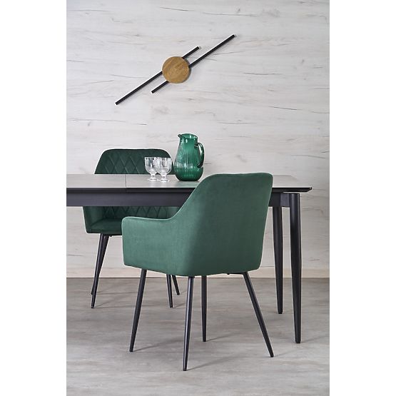 CHARLES sklopivi stol, ploča - sivi mramor, noge - crne