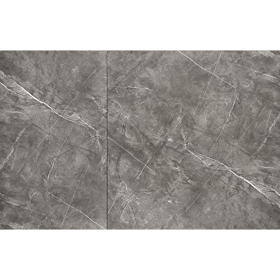 CHARLES sklopivi stol, ploča - sivi mramor, noge - crne