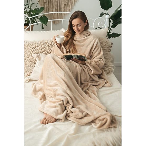 Deka CASHMERE TOUCH s rukavima - 150 x 210 cm (bež)