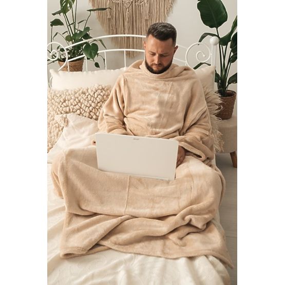 Deka CASHMERE TOUCH s rukavima - 150 x 210 cm (bež)