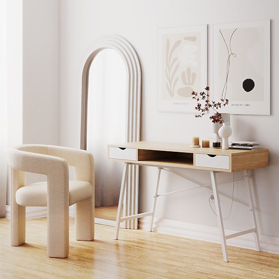 Dekorativno viseće ogledalo Giovanni 170x80 cm, bijelo, zaobljeno