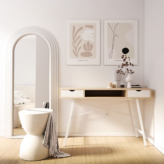 Dekorativno viseće ogledalo Giovanni 170x80 cm, bijelo, zaobljeno