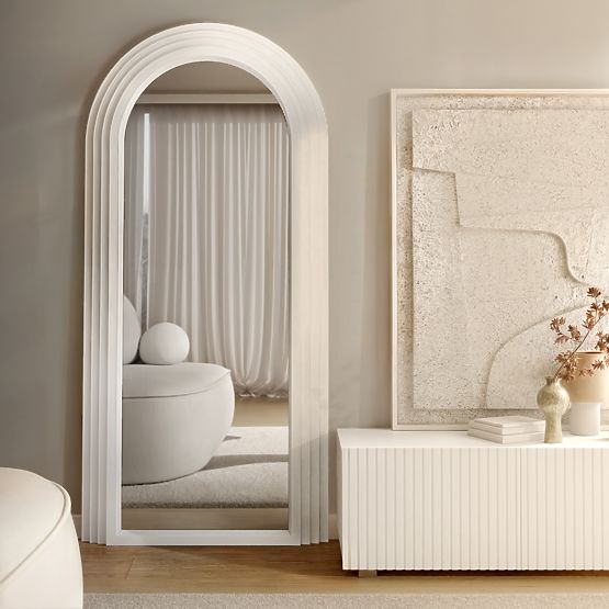 Dekorativno viseće ogledalo Giovanni 170x80 cm, bijelo, zaobljeno