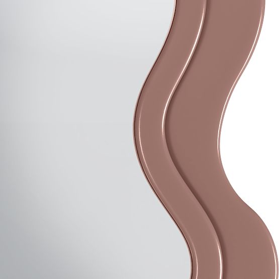 Dekorativno viseće ogledalo u drvenom okviru Vale 177x75 cm, valovito, organski oblik, mocha mo