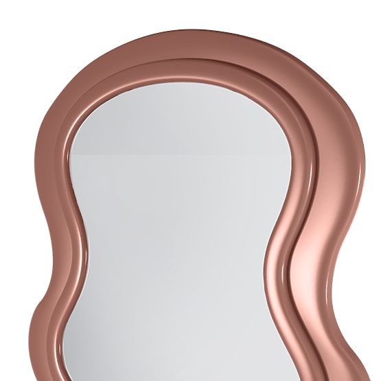 Dekorativno viseće ogledalo u drvenom okviru Vale 177x75 cm, valovito, organski oblik, mocha mo