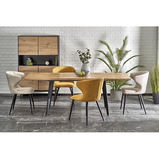 DICKSON 2 proširivi stol 150-210/90 cm, ploča - prirodna, noge - crne (2p=1ks)