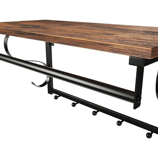 Drvena polica s kukama za odjeću LOFT