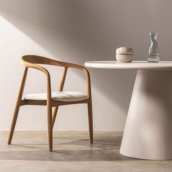 Drvena stolica Ludvika, zaobljena, prirodna/ecru