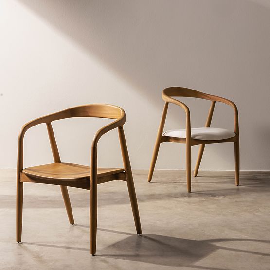 Drvena stolica Ludvika, zaobljena, prirodna/ecru