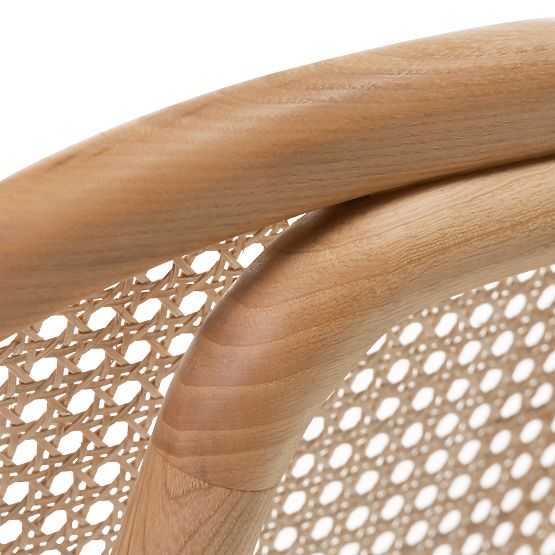 Drvena stolica Monet s bečkim pletivom, ratan, velur, prirodna/svijetlosmeđa