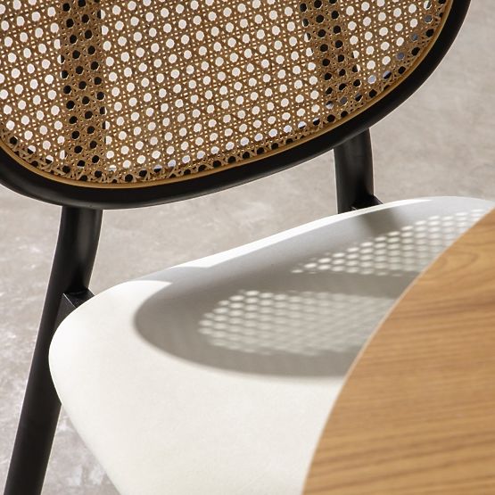 Drvena stolica Monet s bečkom pletenom, ratan, baršun, crna/ecru