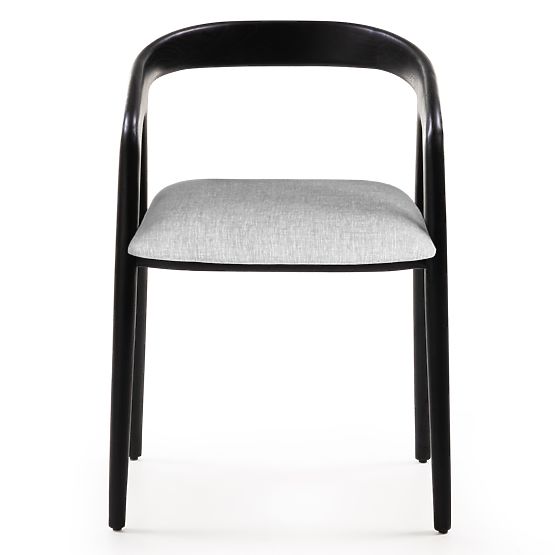 Drvena stolica Sande zaobljena, crna/svijetlo bež, tikovo drvo