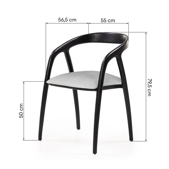 Drvena stolica Sande zaobljena, crna/svijetlo bež, tikovo drvo