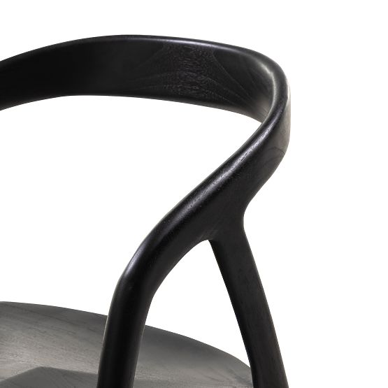 Drvena stolica Sande zaobljena, crna, tikovina