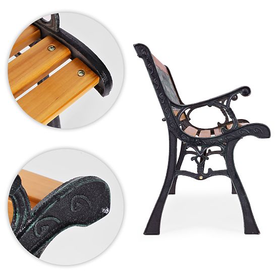 Drvena vrtna klupa 126x51 cm s rešetkastim naslonom i lijevanim nogama park MultiGarden