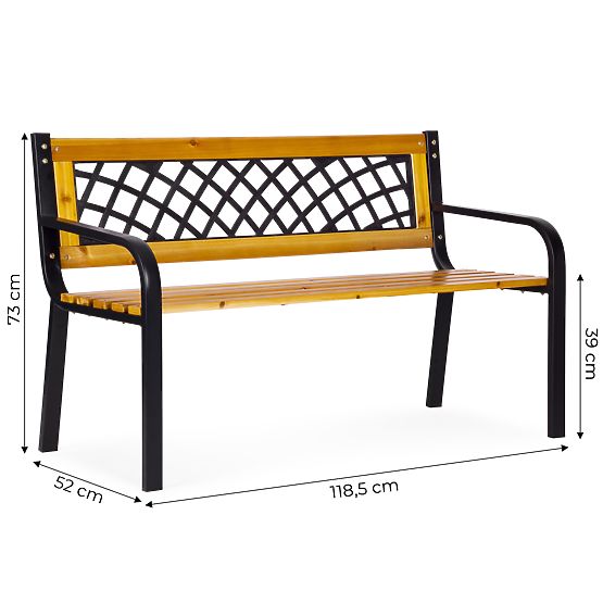Drvena vrtna klupa s rešetkastim naslonom 118x52 cm park MultiGarden