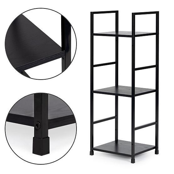 Drveni moderni regal s metalnim okvirom LOFT 3 police crni