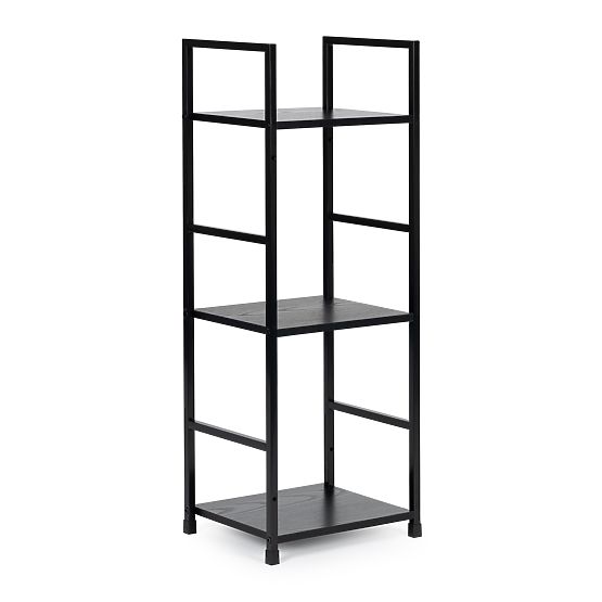 Drveni moderni regal s metalnim okvirom LOFT 3 police crni
