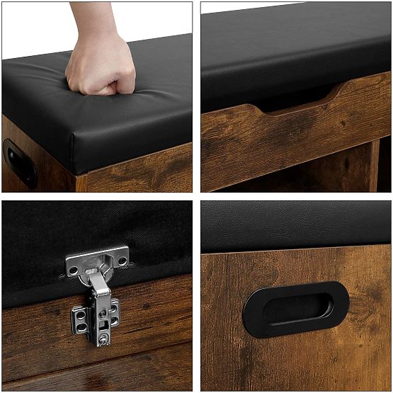 Drveni ormarić za cipele s klupom LOFT