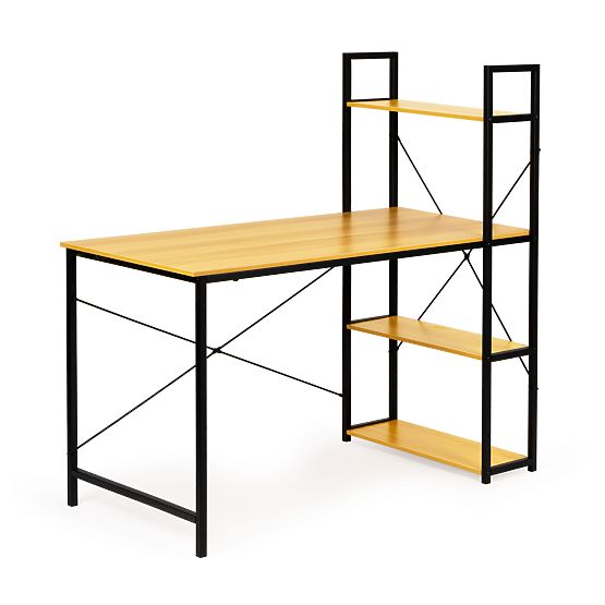 Drveni računalni stol s policama u loft stilu