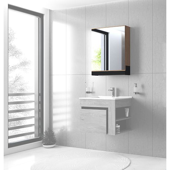 DUESA Zrcalni ormarić 60/1D zlatni hrast