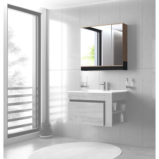 DUESA Zrcalni ormarić 80/2D zlatni hrast (1p=1ks)