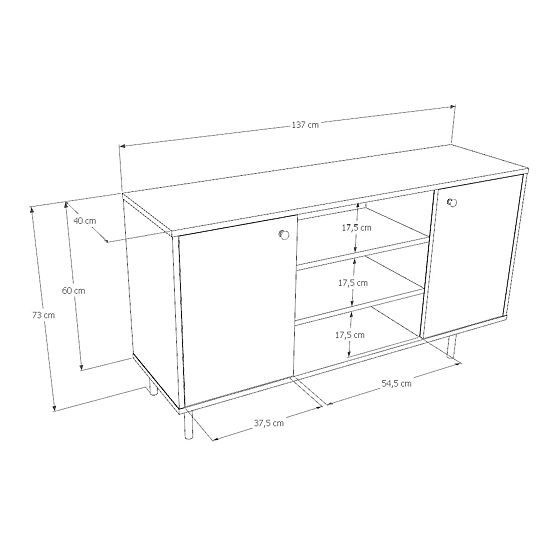 Dvokrilna komoda Venus, kašmir, zlatne metalne noge