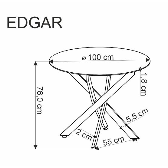 EDGAR stol, ploča - orah, noge - crne (2p=1ks)