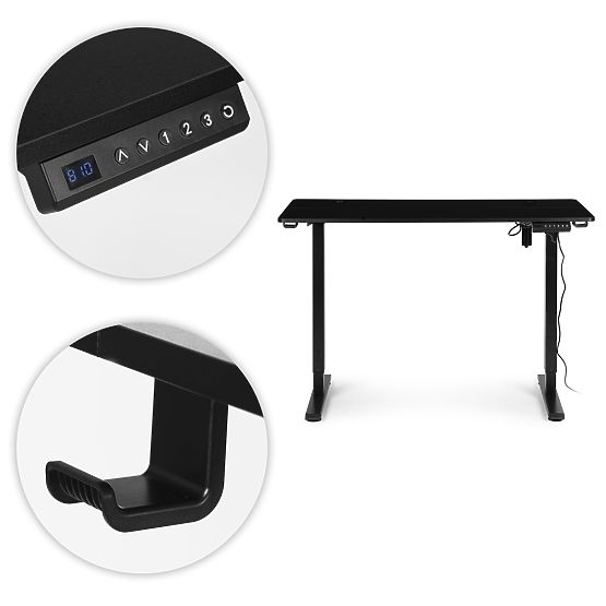 Električni podesivi stol 120x60 cm, podesiva visina 72-117 cm, crni ModernHome