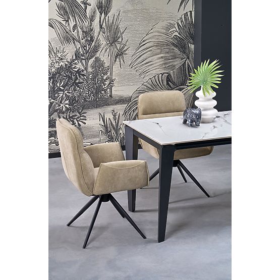 FELIX sklopivi stol, ploča - bijeli mramor, noge - crne (2p=1ks)