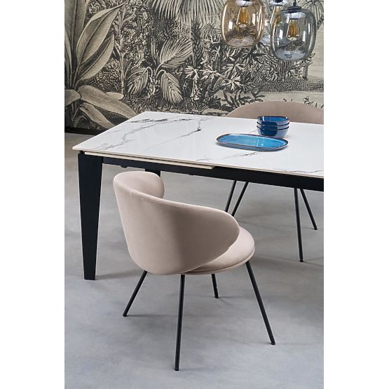 FELIX sklopivi stol, ploča - bijeli mramor, noge - crne (2p=1ks)